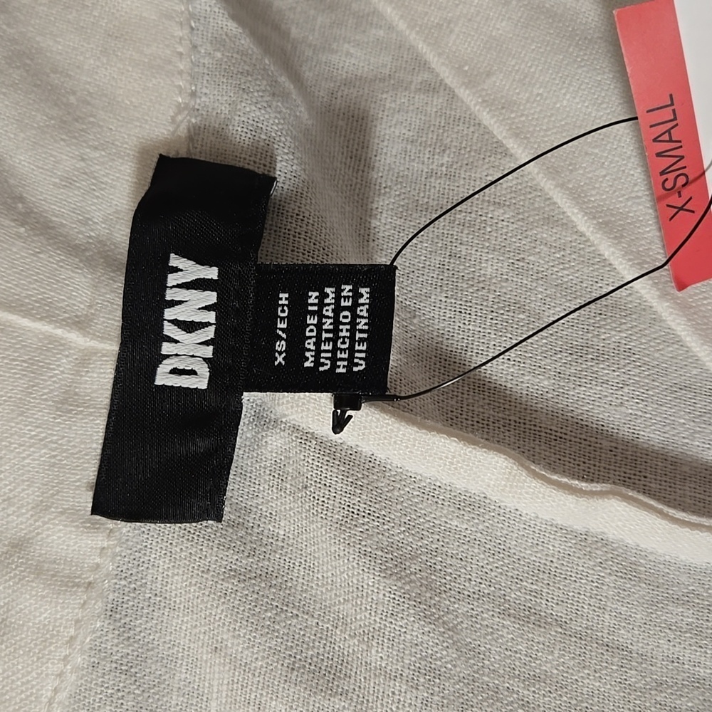 DKNY white linen midi length dress - Picture 4 of 5